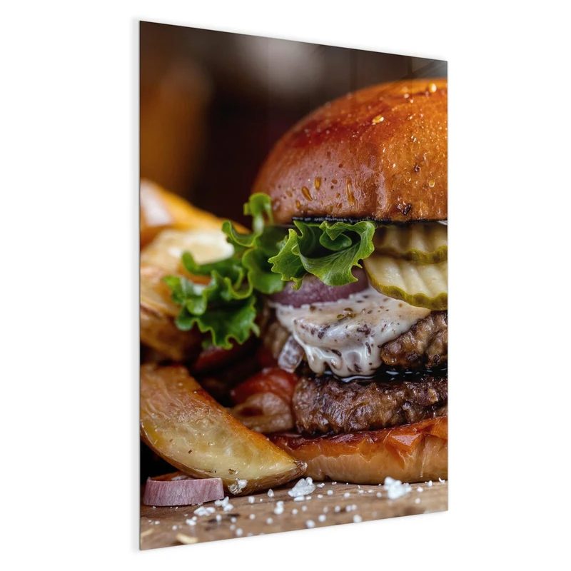 Magnettafel - Burger mit Kartoffeln