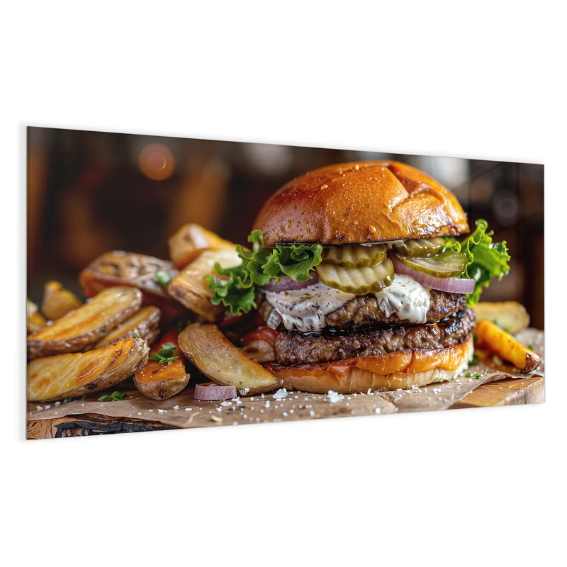 Magnettafel - Burger mit Kartoffeln