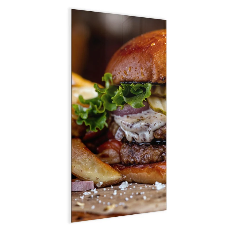 Magnettafel - Burger mit Kartoffeln