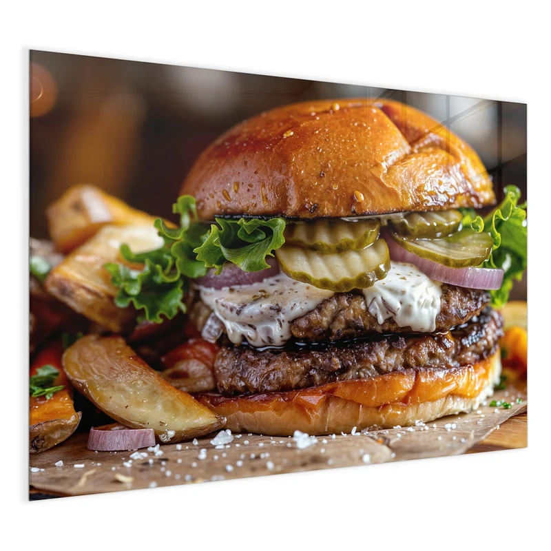 Magnettafel - Burger mit Kartoffeln