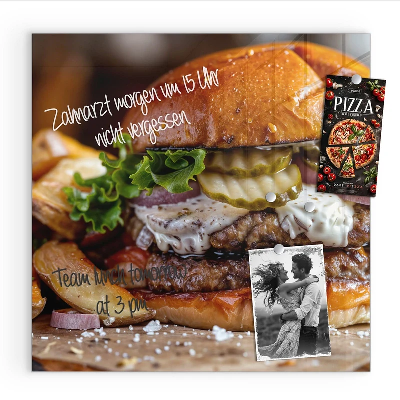 Magnettafel - Burger mit Kartoffeln