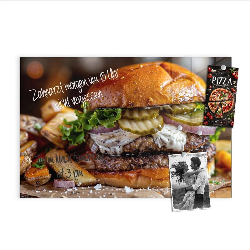 Magnettafel - Burger mit Kartoffeln