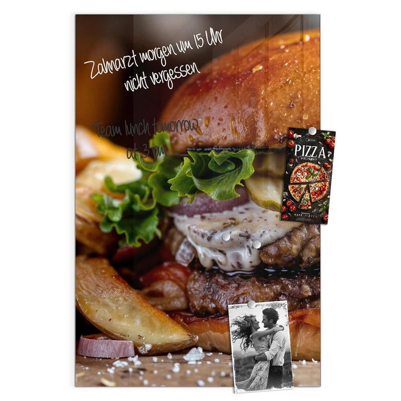 Magnettafel - Burger mit Kartoffeln