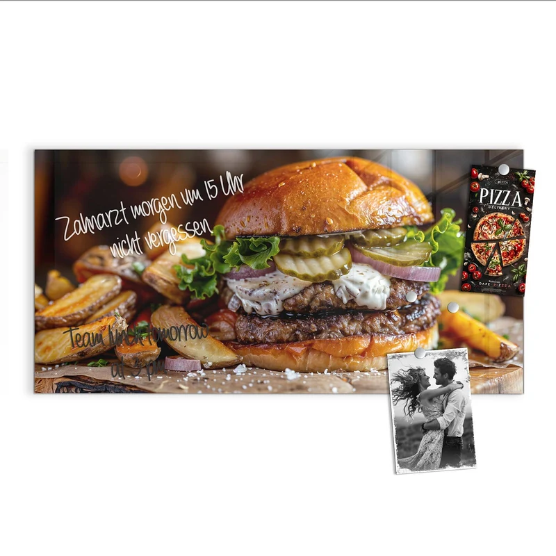Magnettafel - Burger mit Kartoffeln