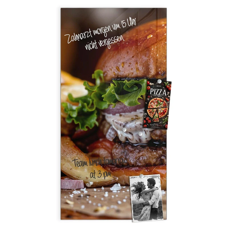 Magnettafel - Burger mit Kartoffeln
