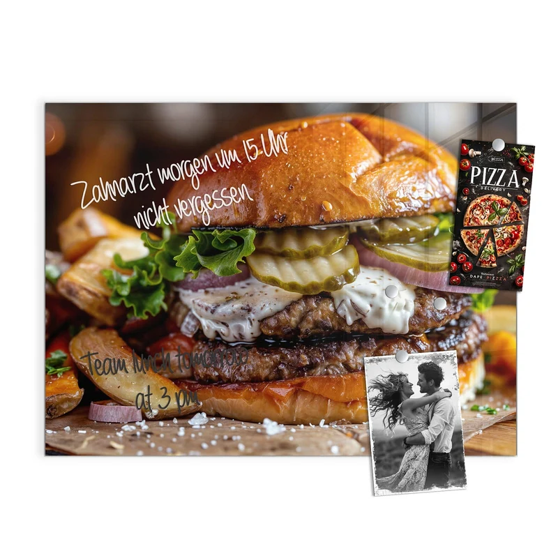 Magnettafel - Burger mit Kartoffeln