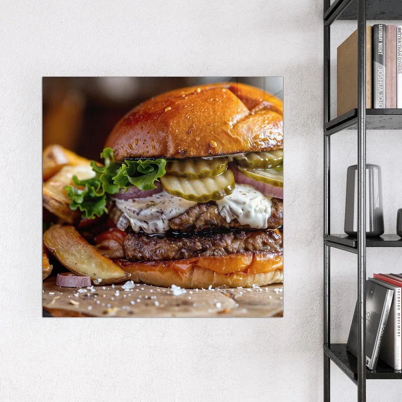 Magnettafel - Burger mit Kartoffeln