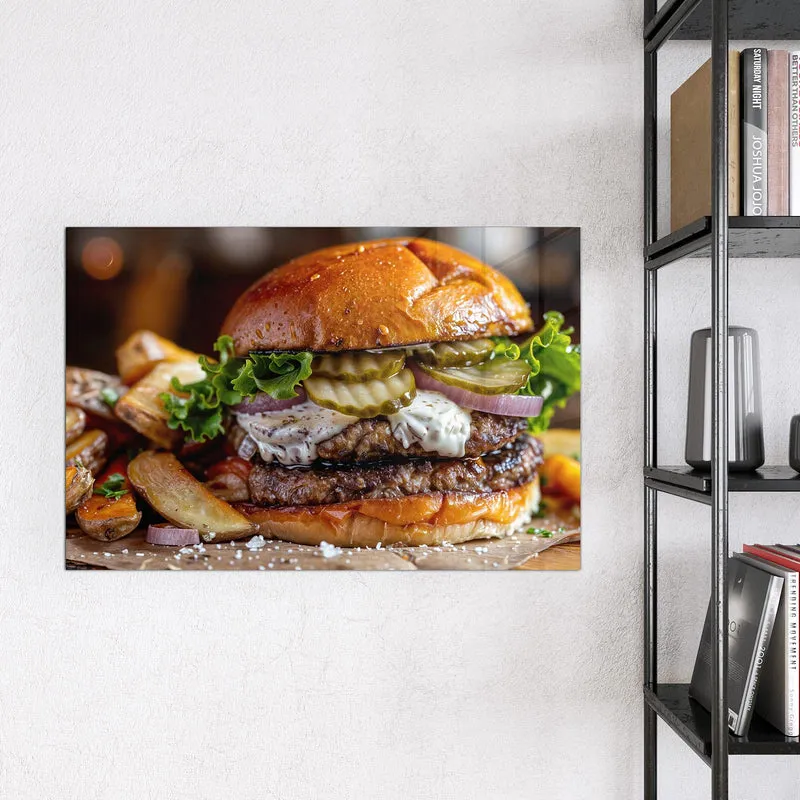 Magnettafel - Burger mit Kartoffeln