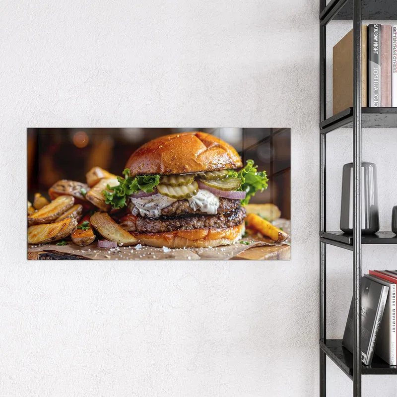 Magnettafel - Burger mit Kartoffeln