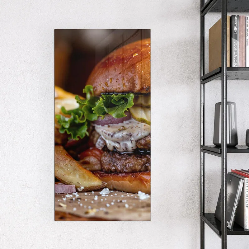 Magnettafel - Burger mit Kartoffeln