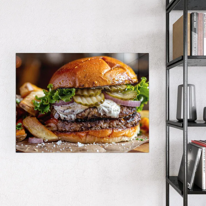 Magnettafel - Burger mit Kartoffeln