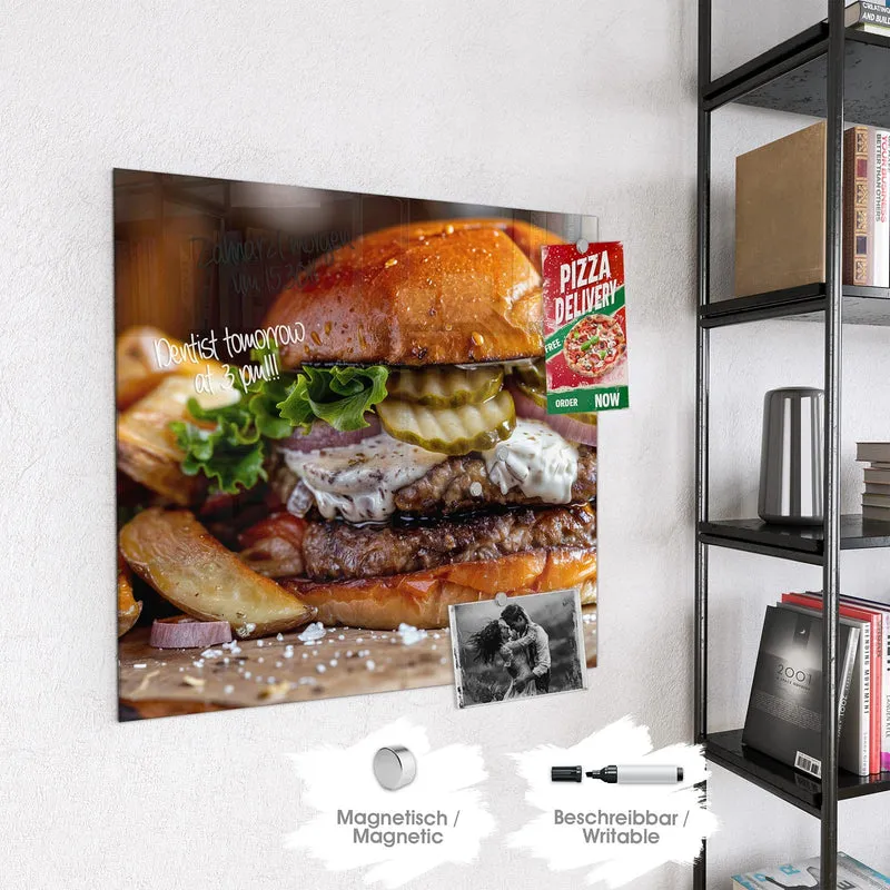 Magnettafel - Burger mit Kartoffeln