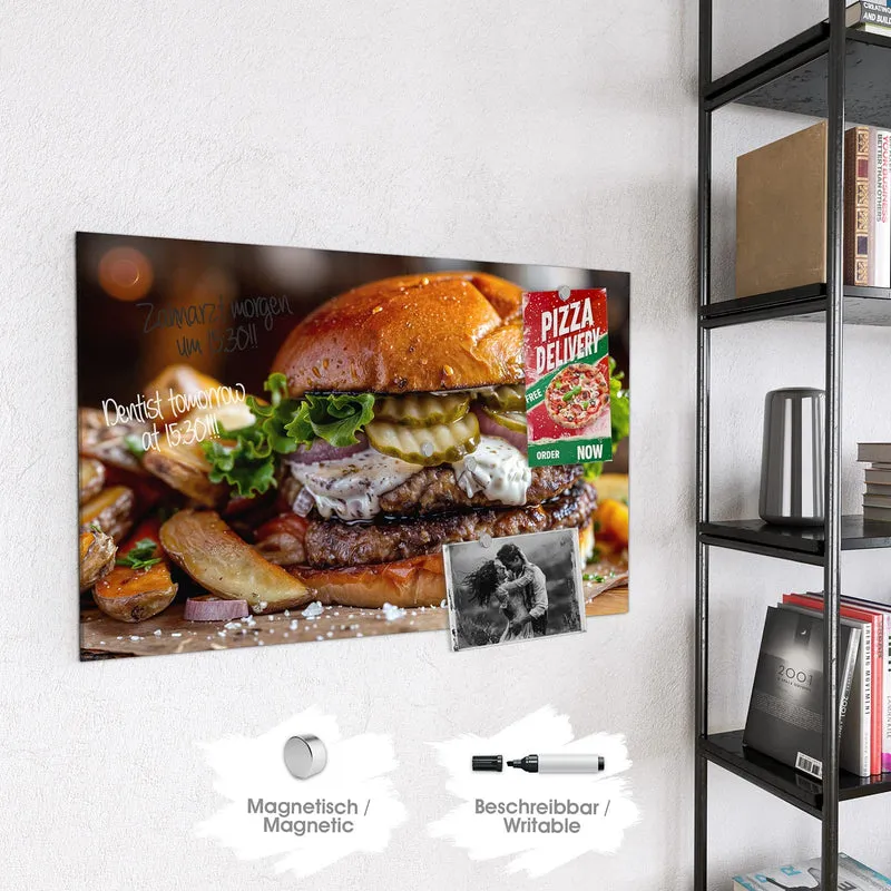 Magnettafel - Burger mit Kartoffeln