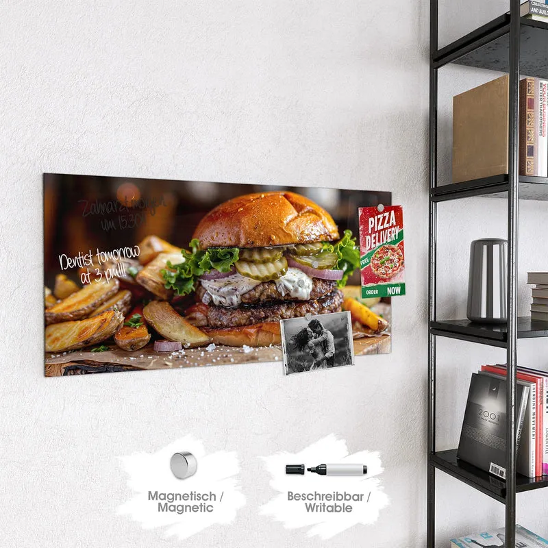 Magnettafel - Burger mit Kartoffeln