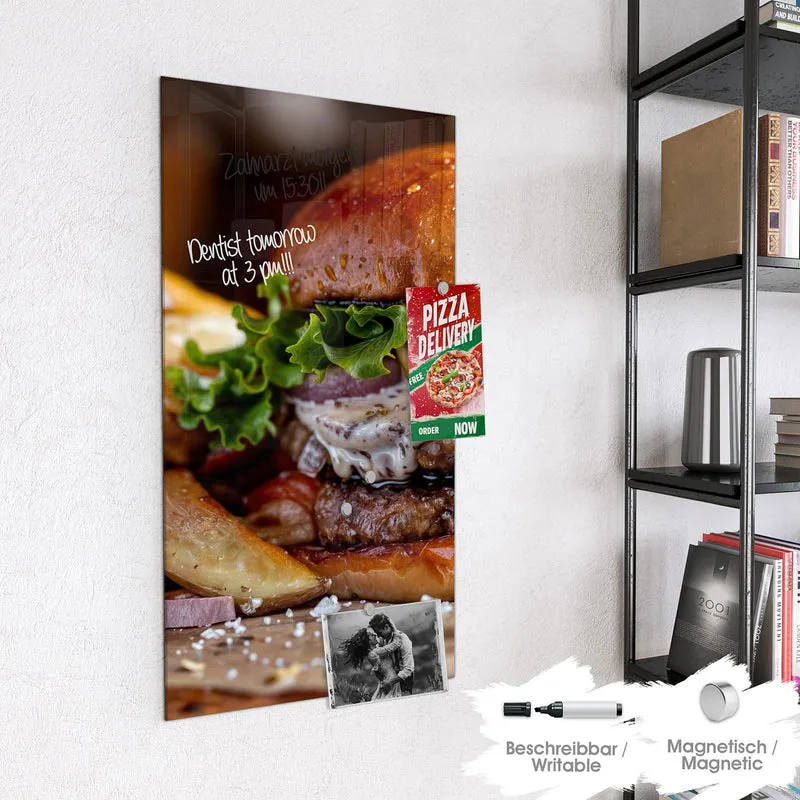 Magnettafel - Burger mit Kartoffeln