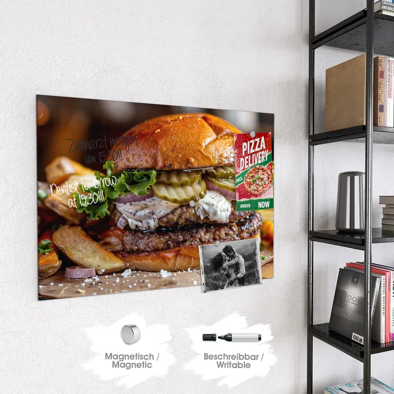 Magnettafel - Burger mit Kartoffeln