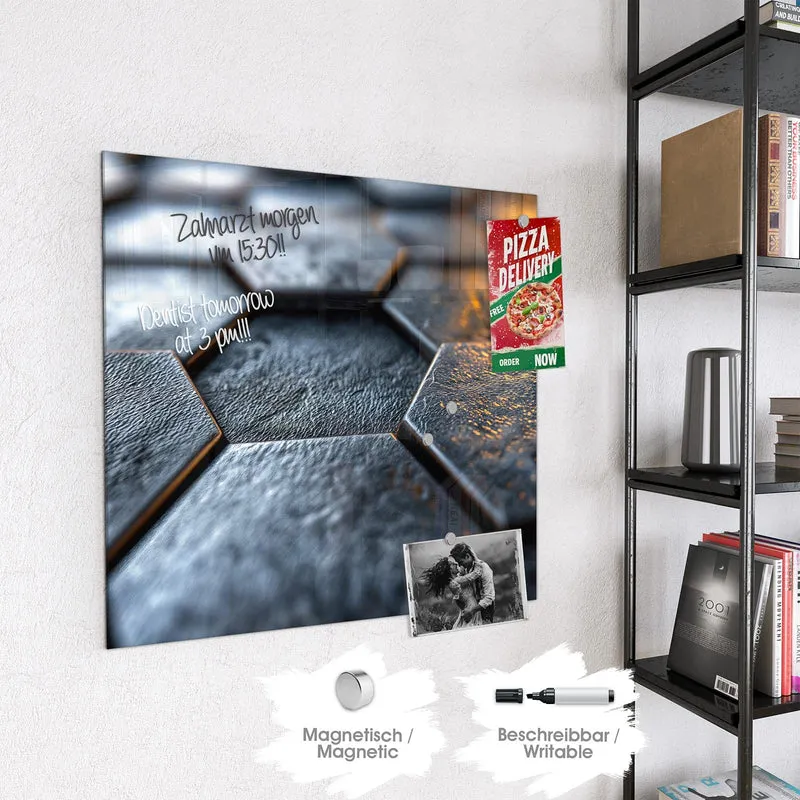 Magnettafel - Dunkle Hexagonfliesen