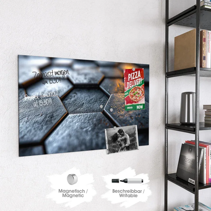 Magnettafel - Dunkle Hexagonfliesen