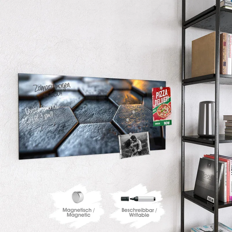 Magnettafel - Dunkle Hexagonfliesen