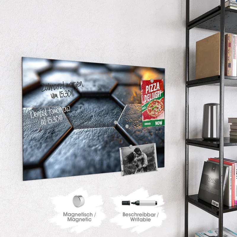 Magnettafel - Dunkle Hexagonfliesen