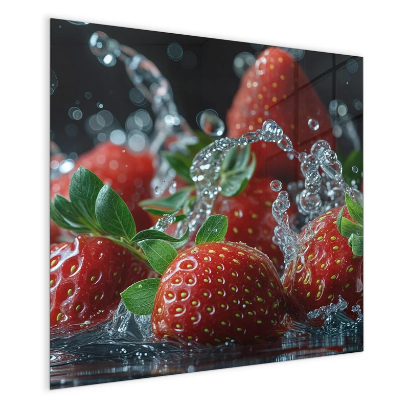 Magnettafel - Erdbeeren mit Tropfen