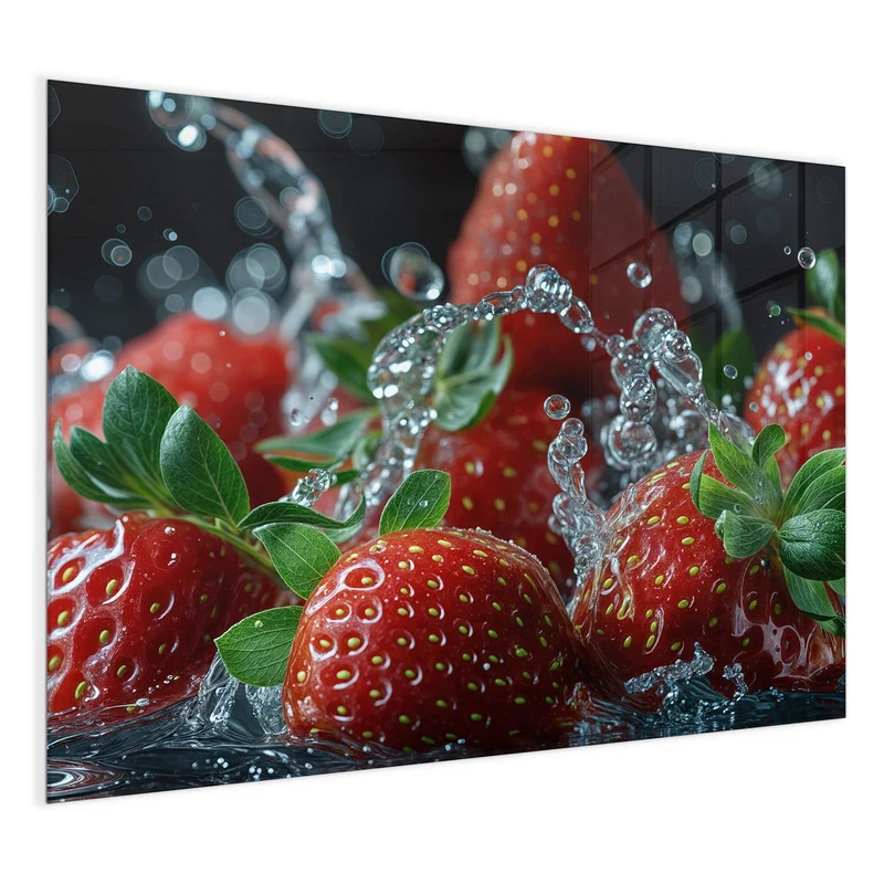 Magnettafel - Erdbeeren mit Tropfen