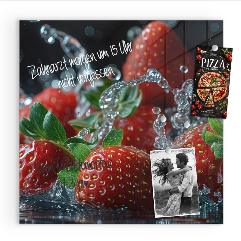 Magnettafel - Erdbeeren mit Tropfen