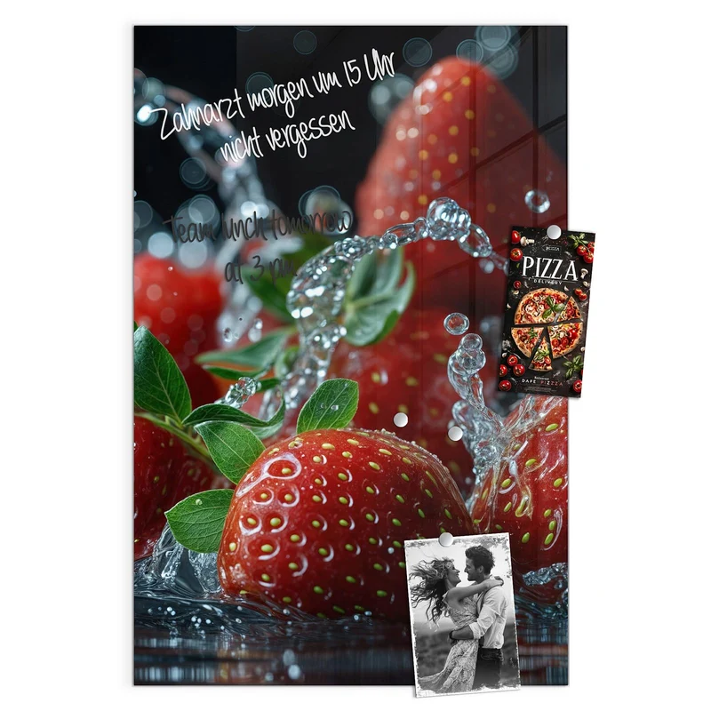 Magnettafel - Erdbeeren mit Tropfen