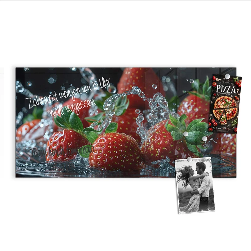 Magnettafel - Erdbeeren mit Tropfen