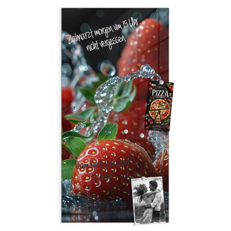 Magnettafel - Erdbeeren mit Tropfen