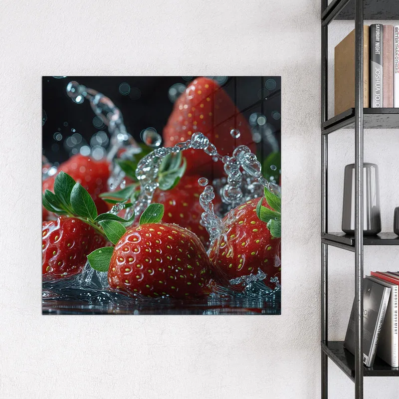 Magnettafel - Erdbeeren mit Tropfen