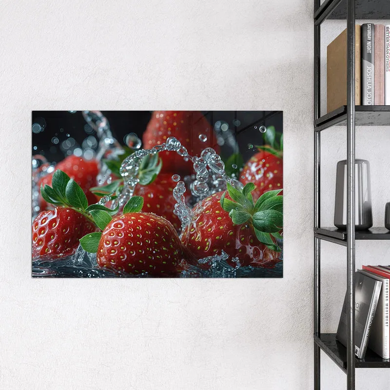 Magnettafel - Erdbeeren mit Tropfen