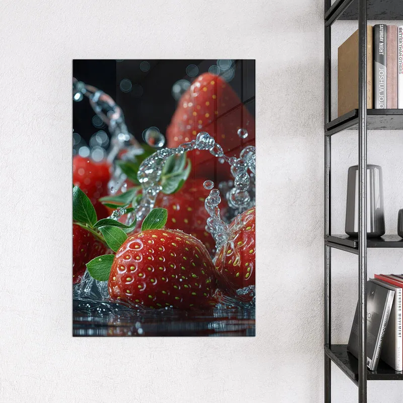 Magnettafel - Erdbeeren mit Tropfen