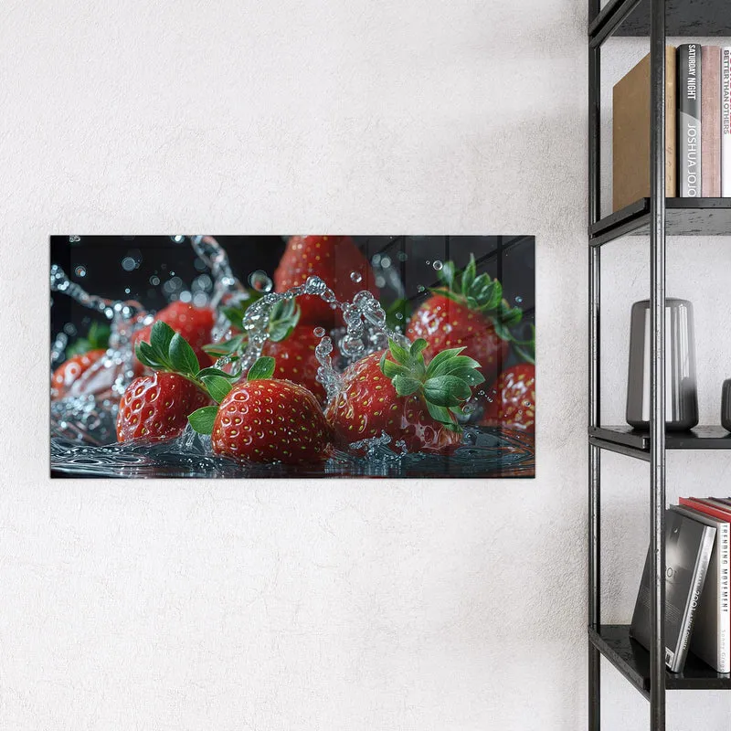 Magnettafel - Erdbeeren mit Tropfen