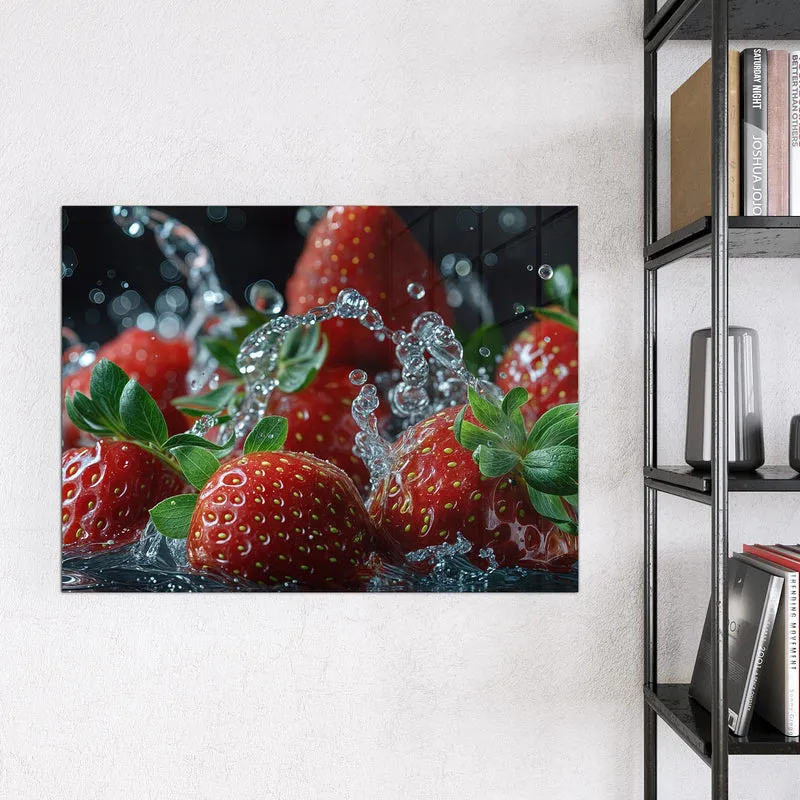 Magnettafel - Erdbeeren mit Tropfen