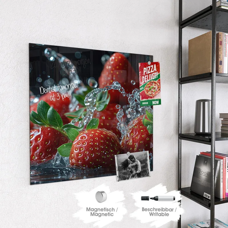 Magnettafel - Erdbeeren mit Tropfen