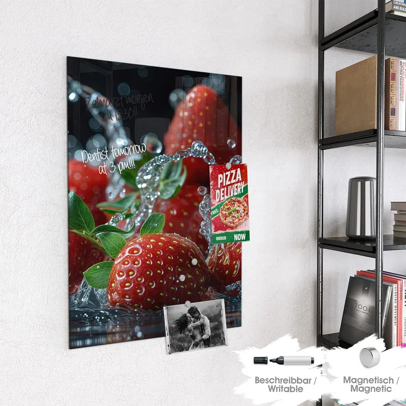 Magnettafel - Erdbeeren mit Tropfen