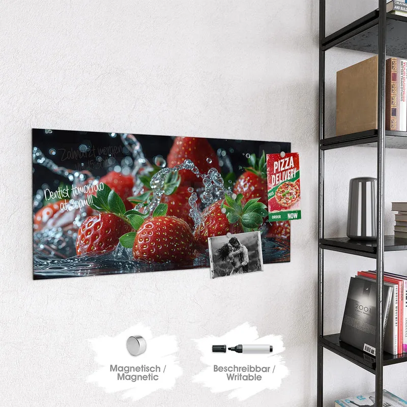 Magnettafel - Erdbeeren mit Tropfen