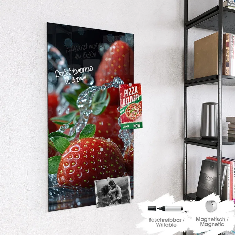Magnettafel - Erdbeeren mit Tropfen