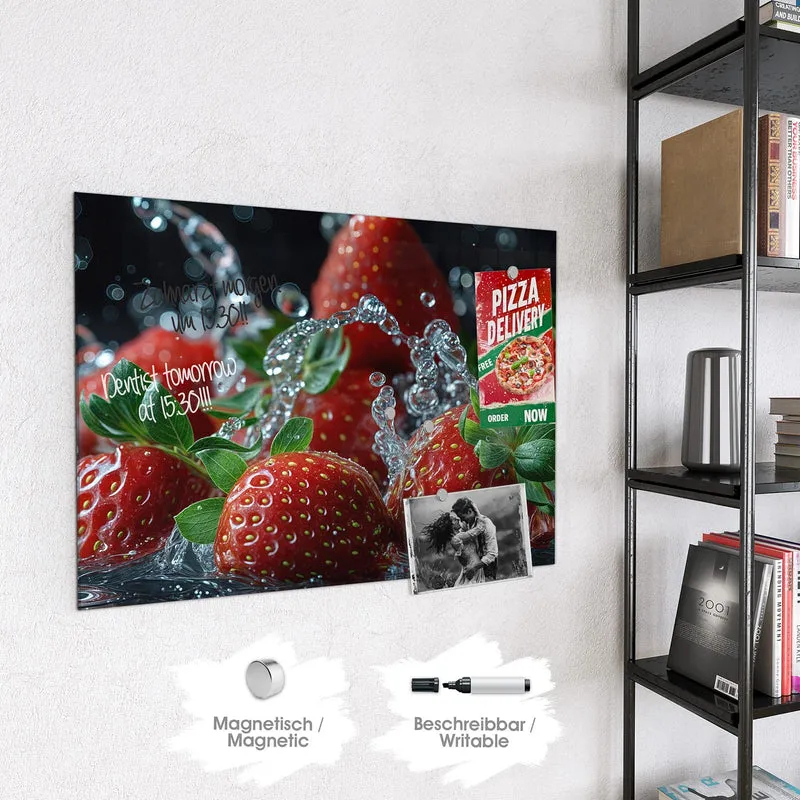 Magnettafel - Erdbeeren mit Tropfen