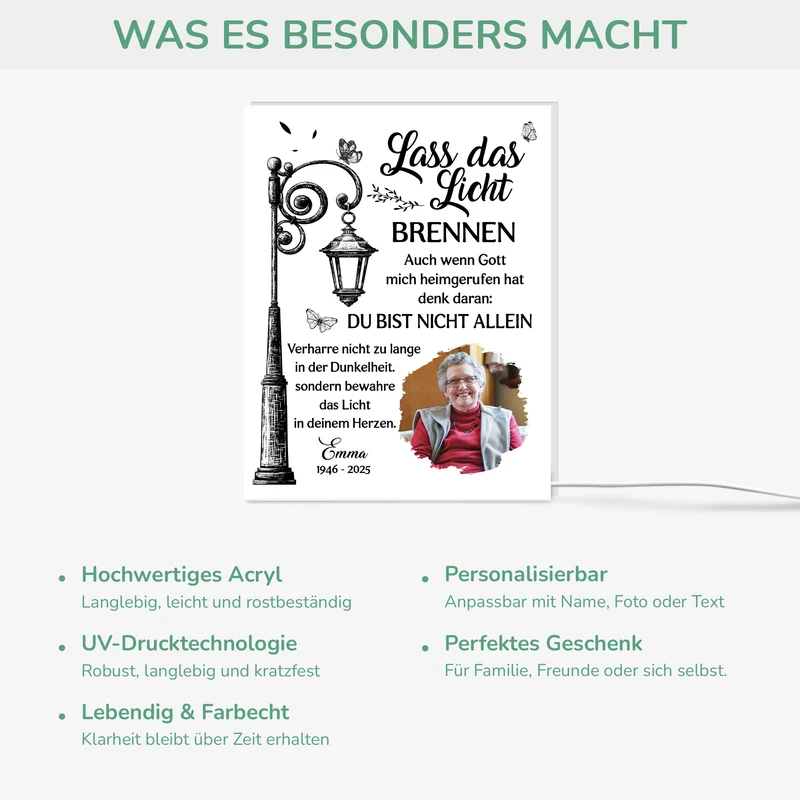 Du Bist Nicht Allein - Personalisiertes Erinnerungen Geschenk | Lightbox Mama