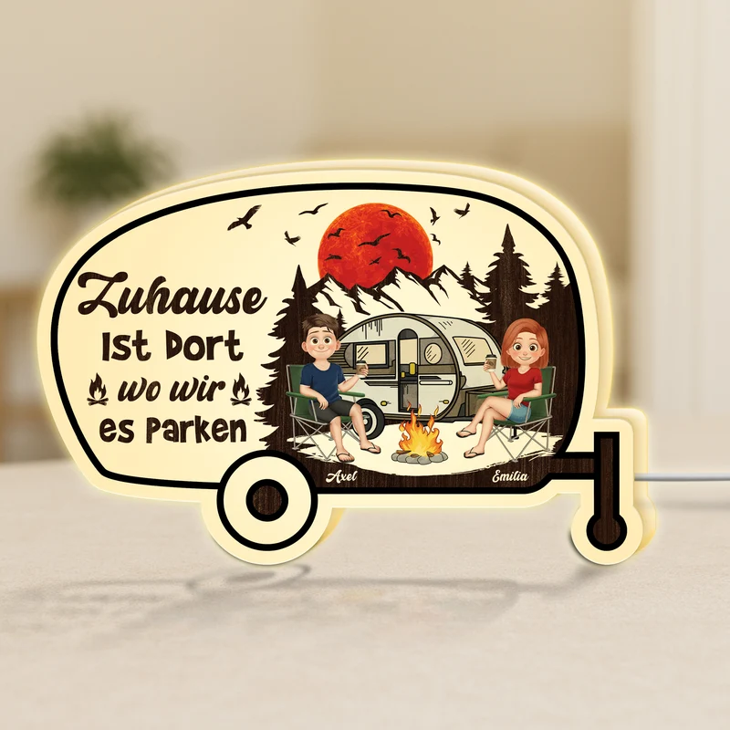 Camping Sprüche Kurz - Personalisiertes Geschenk | Lightbox Paar