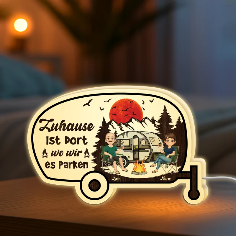 Camping Sprüche Kurz - Personalisiertes Geschenk | Lightbox Paar