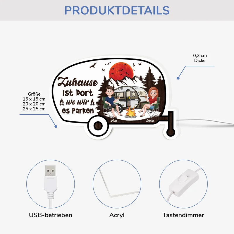 Camping Sprüche Kurz - Personalisiertes Geschenk | Lightbox Paar