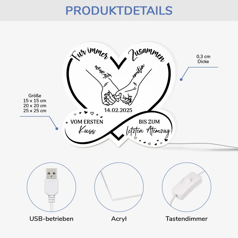 Für Immer Zusammen Pinky Promise - Personalisiertes Geschenk | Lightbox Paar