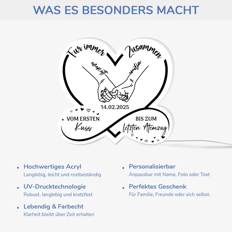Für Immer Zusammen Pinky Promise - Personalisiertes Geschenk | Lightbox Paar