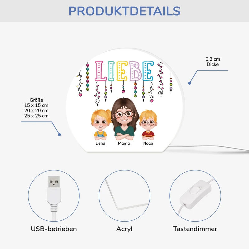 Liebe Mama Und Kinder - Personalisiertes Geschenk | Lightbox Mama