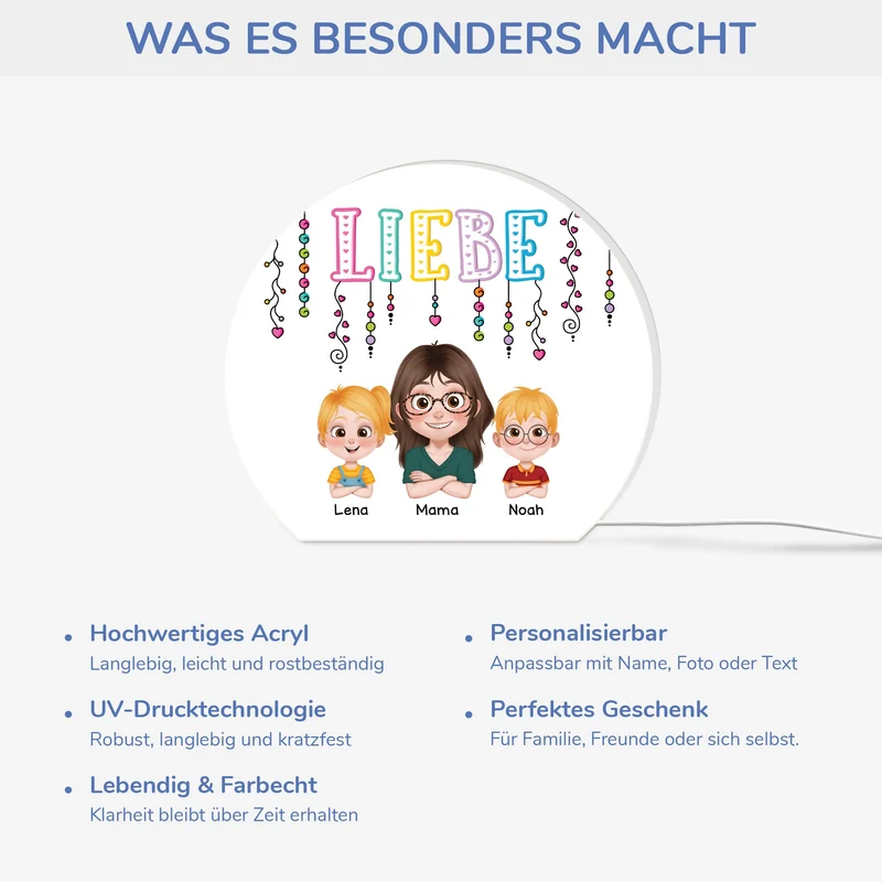 Liebe Mama Und Kinder - Personalisiertes Geschenk | Lightbox Mama