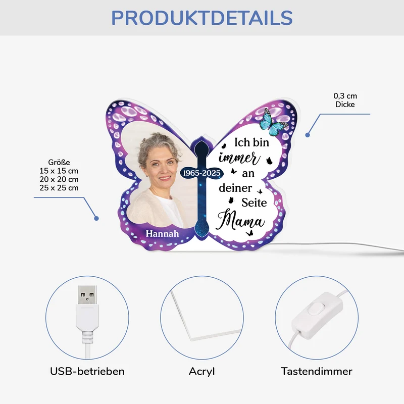 Ich Immer Bei Dir - Personalisiertes Geschenk | Lightbox Mit Foto zur Erinnerung