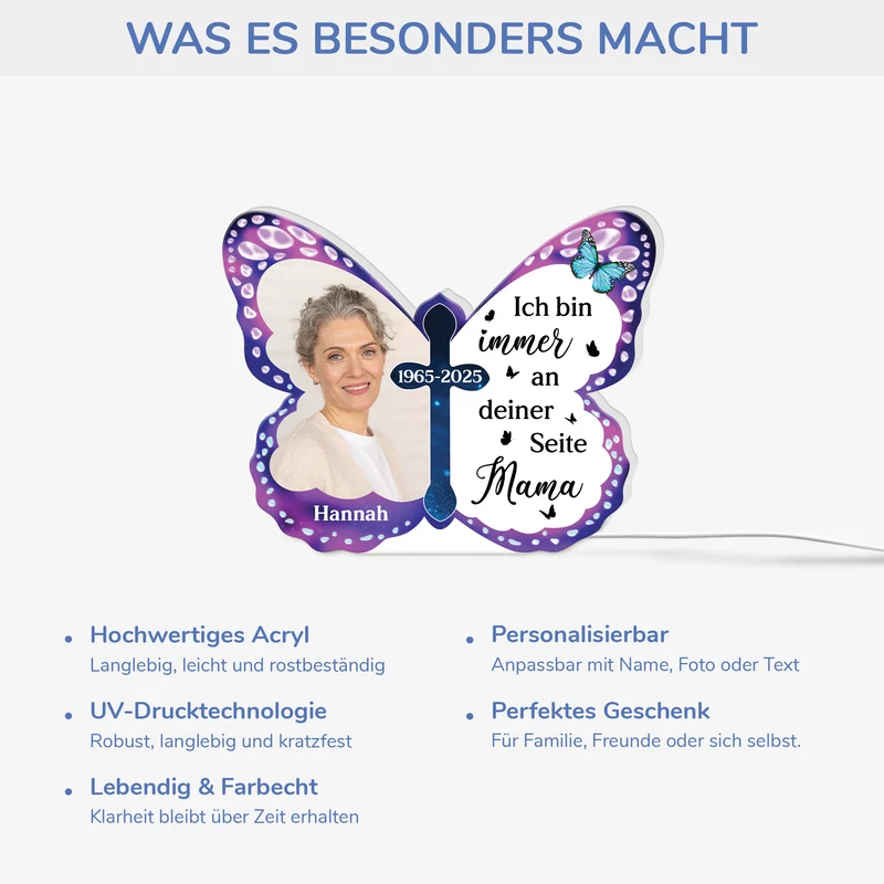 Ich Immer Bei Dir - Personalisiertes Geschenk | Lightbox Mit Foto zur Erinnerung